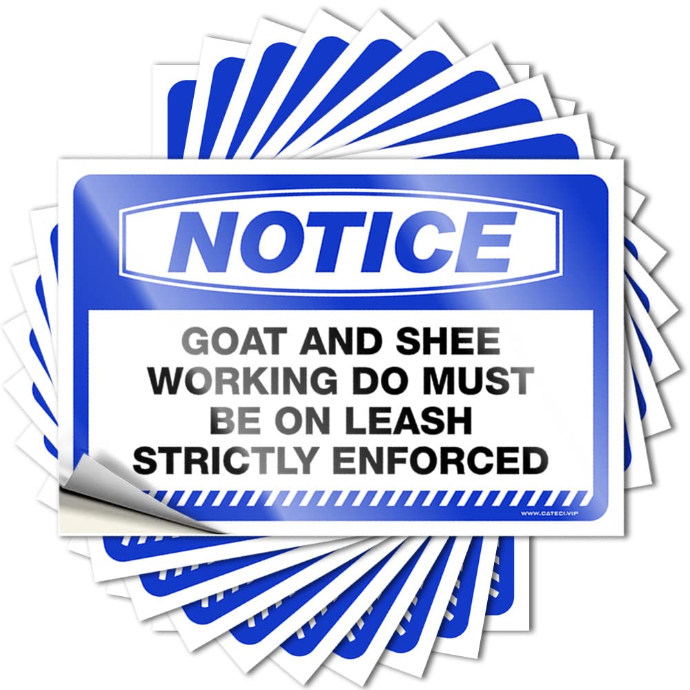 Funny Bumper Sticker Notice Goat & Sheep Working Dogs Must Be On Leash Stickers 10 Pcs Sticker Decals for Cars Prank Stickers(12X18CM)
