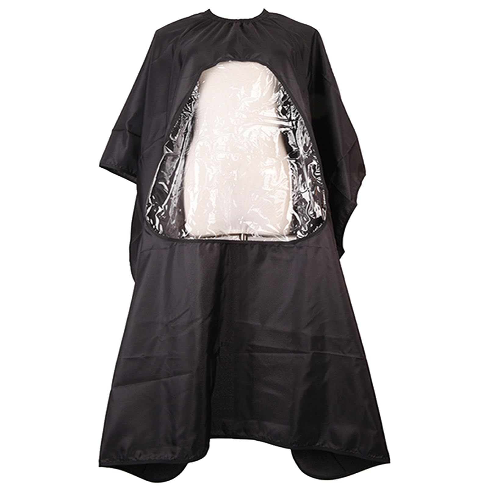Negro Capa Peluqueria,Capa Ajustable Profesional Del Salon,Bata para Barberías,Manto de corte de pelo con ventana transparente y cierre de cuello ajustable,Para un corte de pelo