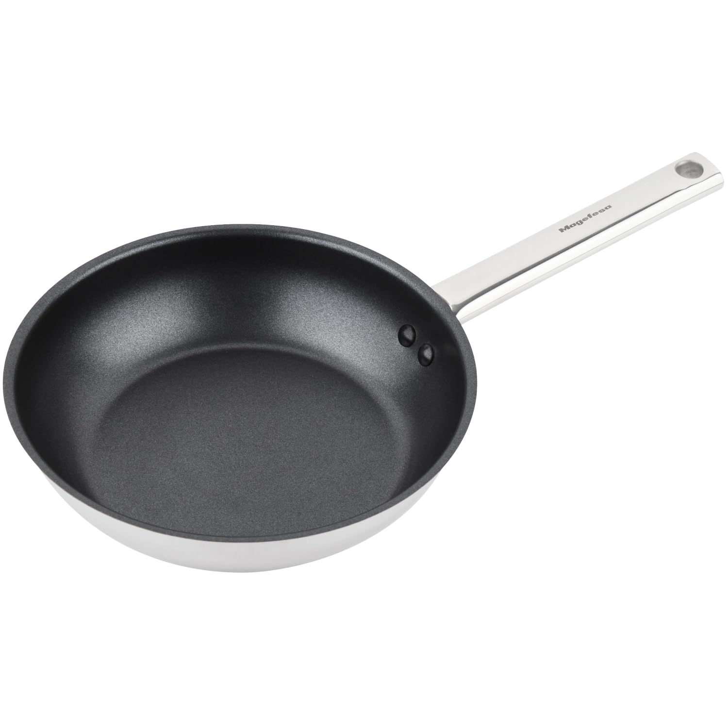 MAGEFESA VERSATILE Sartén de 28 cm de Diámetro Fabricada en Acero Inoxidable, Para Todo Tipo de Fuegos Incluido Horno hasta 200ºC, Con Antiadherente