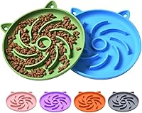 Sarnxgr 2-Pack Silicone Slow Feeder Cat Bowls - Puzzle Interactive Toys, Floral Vortex Design for Dry & Wet Food, Easy Clean (Green & Blue)