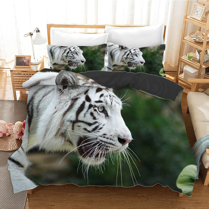 Housse de couette tigre vert foncé 220x240 en microfibre douce premium 110g/㎡