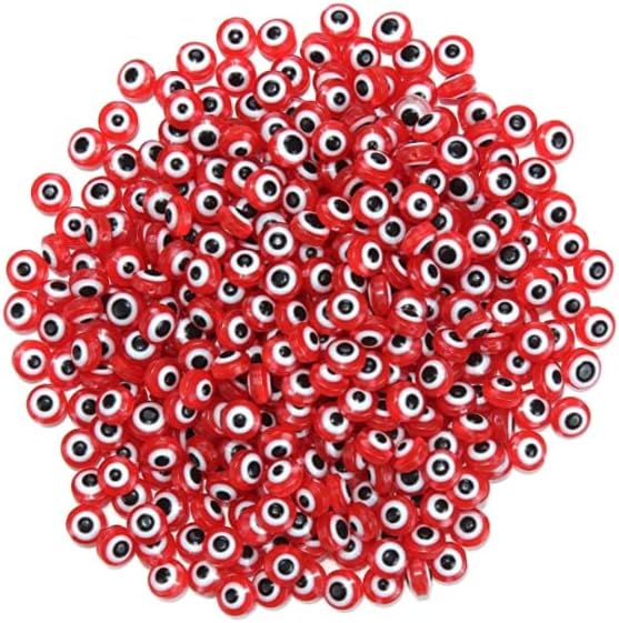 300pcs Red Evil Eye Beads for Jewelry Making, Lucky Beads 8mm Spacer Bead for DIY Bracelets Necklace Handicraft (Red) - Image 3