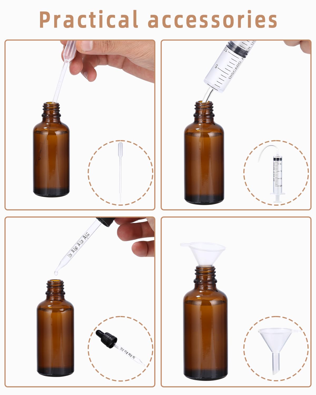 Nevlers 48 Flaconi Contagocce In Vetro Ambrato Da 56,7g (2 Oz) Con Contagocce, Imbuto, Pennarello E 48 Etichette, Ideali Per Oli Essenziali E Fai-da-te - 5