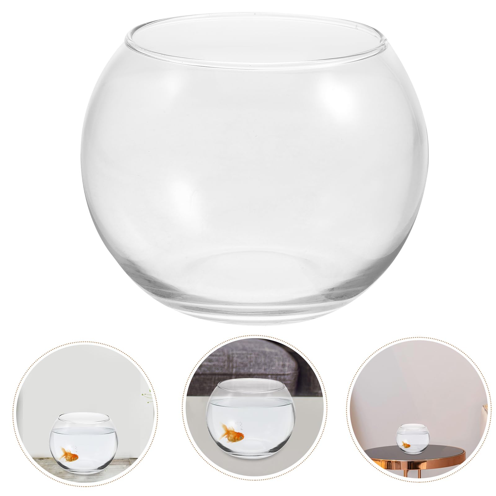 Operitacx Terrario florero de Cristal para Peces, 12cm Cuenco de Cristal para Acuario, pecera, Mini pecera, decoración de Mesa para el hogar y la Oficina, decoración del hogar