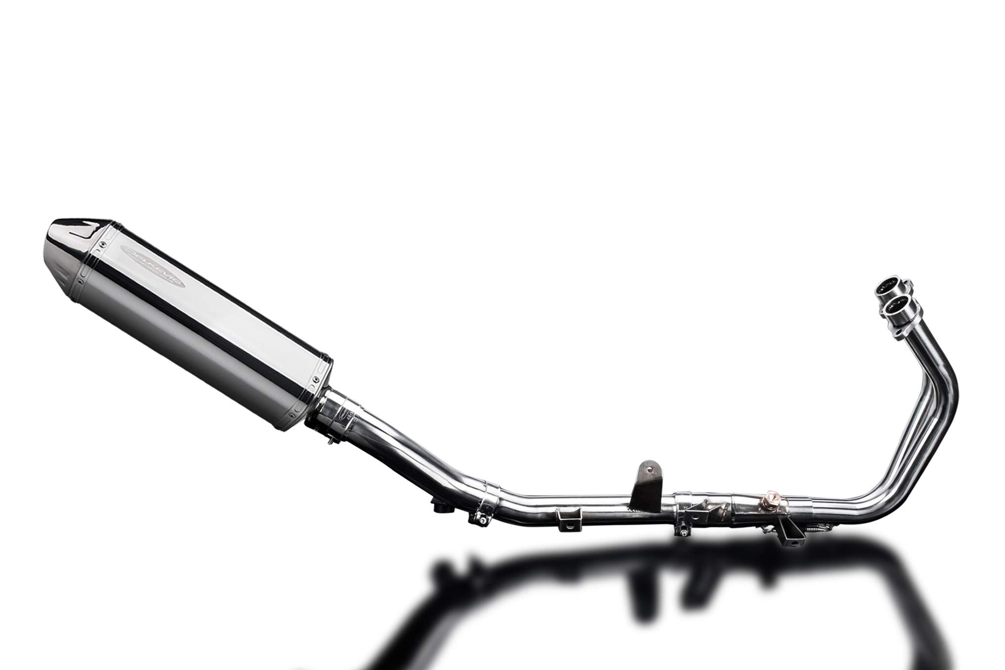 Delkevic Full 2-1 compatible with Honda CBR500R CB500F CB500X Stubby 13" Stainless Steel Tri-Oval Mu