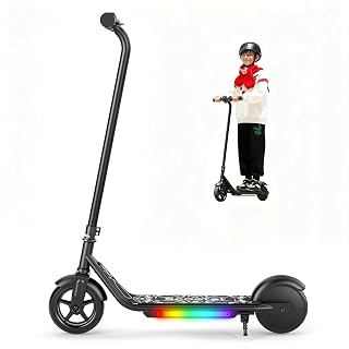 Electric Scooter for Kids, 150W Motor, Simple One-Button Control, 2 Safe Speeds (6/10 MPH), Colorful Lights, Magnetic Charging, Dual Brake System, Ideal Presents for Boys & Girls - Amazon product rated Grade B
