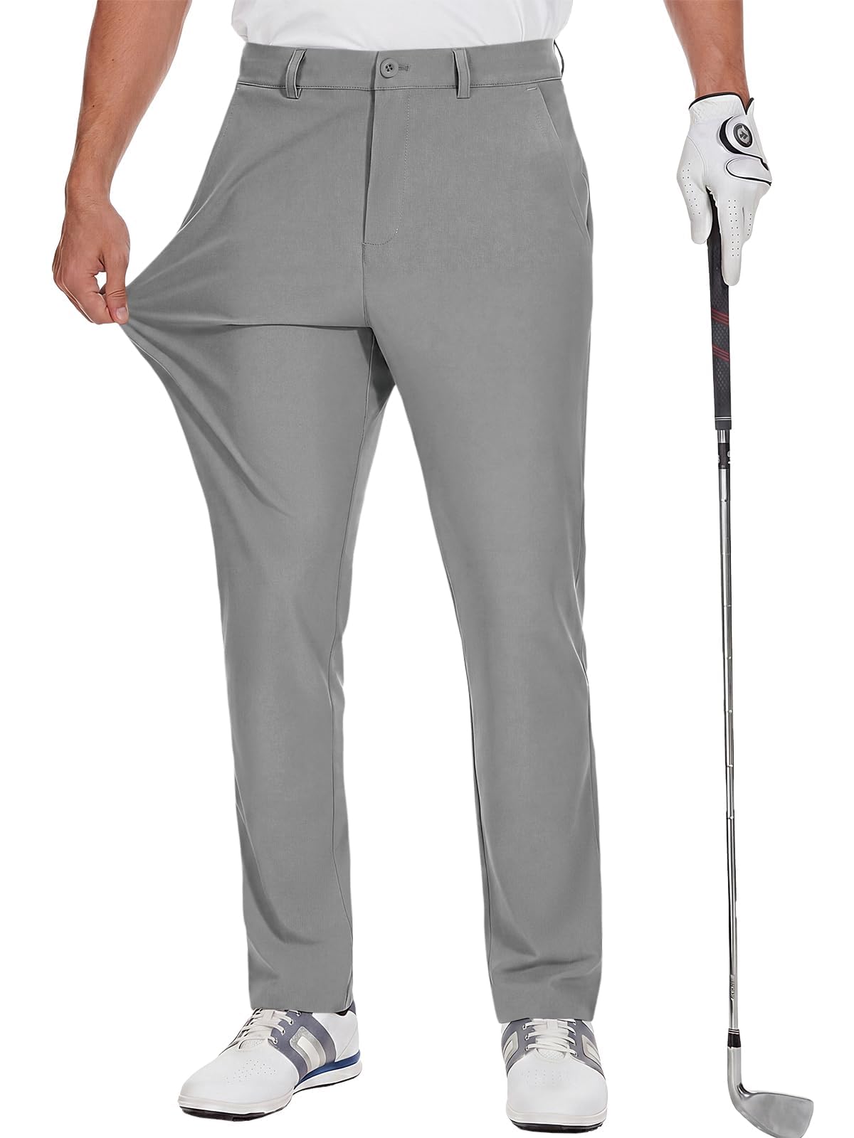 Runcati Spodnie golfowe ze stretchu, oddychające spodnie z kieszeniami, slim fit, szybkoschnące, lekkie spodnie materiałowe