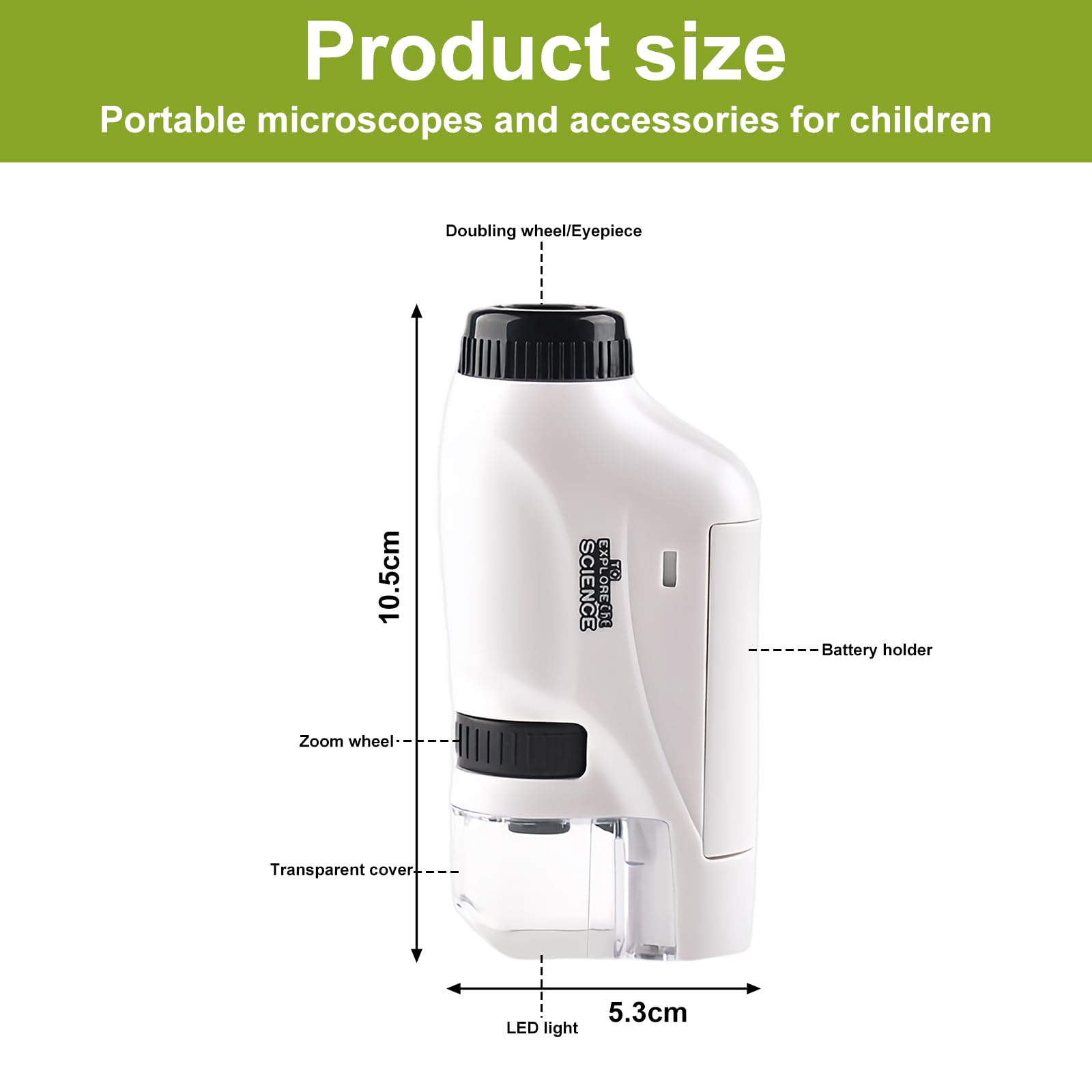 Microscopio Tascabile: Microscopio Tascabile per Bambini, Mini Microscopios Portatile con Luce LED 60X-120X per Bambini Studenti Adulti Laboratorio Domestico Scolastico