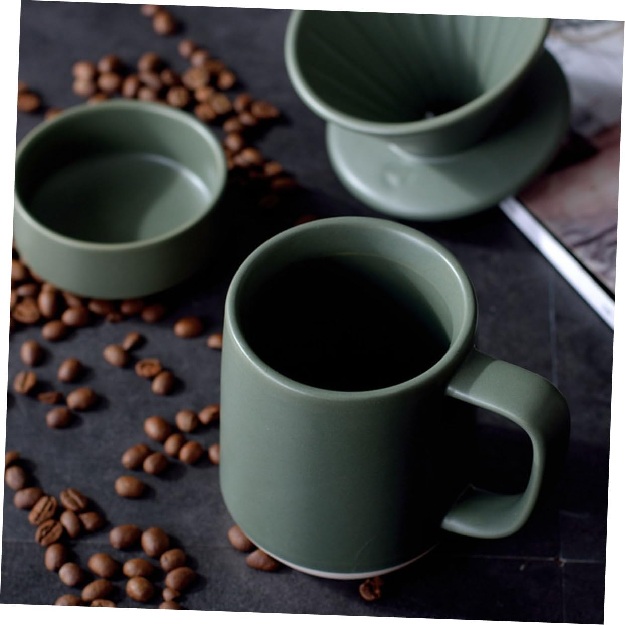 VILLCASE 2 Ensembles Tasse De Filtre à Lait De Café Portable Filtre à Café Réutilisable Filtres Tasses Filtre à Café Pratique Tasse De Tasse De Lait Céramique Vert