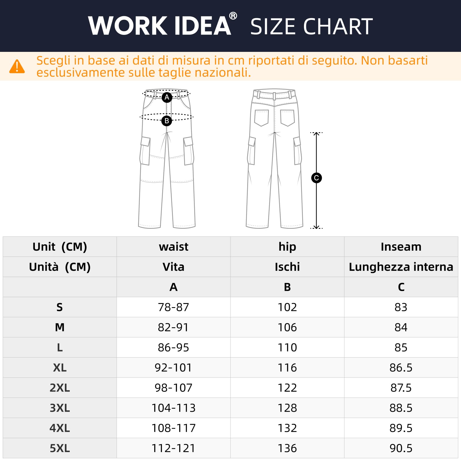 WORK IDEA Pantaloni da Trekking da Uomo, Elasticizzati, Slim Fit, Impermeabili, Adatti per attività all'aperto