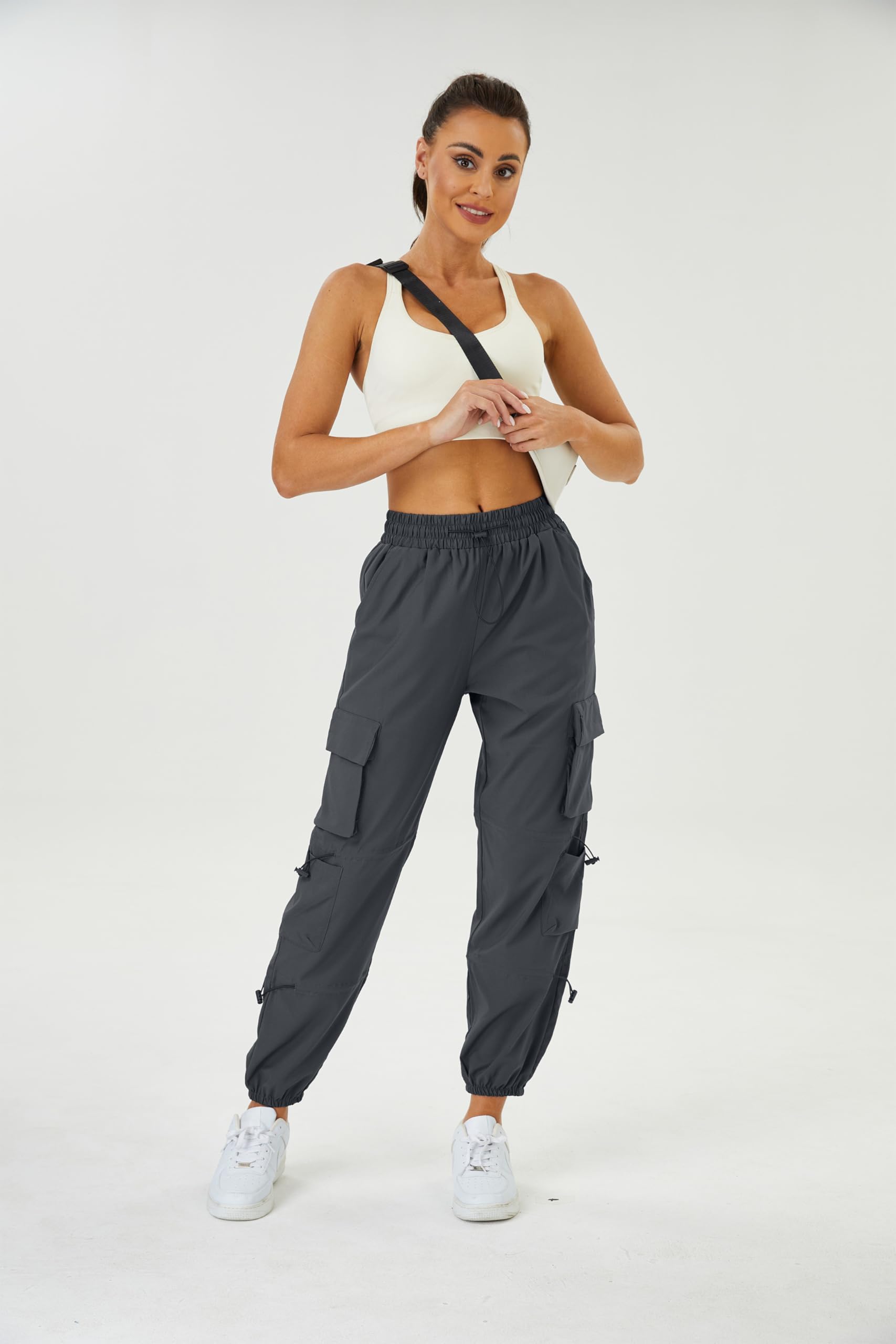 Friptspyg Pantaloni Cargo Donna Pantaloni da Trekking Leggeri con Tasche Pantaloni da Escursionismo Impermeabili Cintura Outdoor Sportivi Pantaloni da Jogging