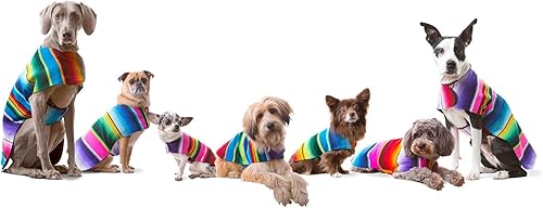 Miniatura 8 de Poncho de perro hecho a mano de Authentic Mexican Blanket ropa para perros, suéter, abrigo, M, Rosado