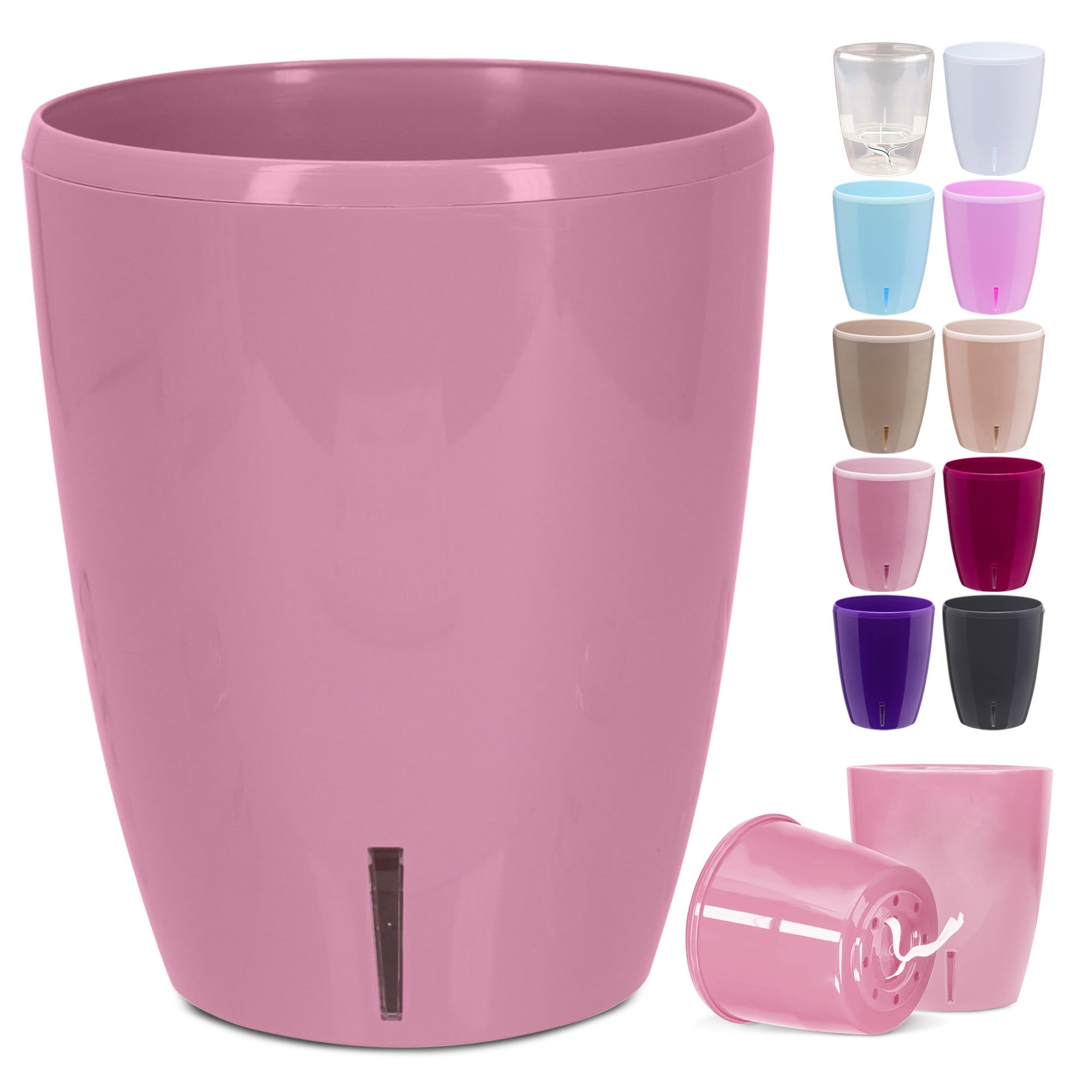 Happyplants Pink Nectar / Pack Of 1 Orchidea Self-Watering Orchid Pot Flower Planter With Water Level Indicator Water Reserve And Drainage Holes (Pink Nectar, Ø 12.5Cm / 1.3L)