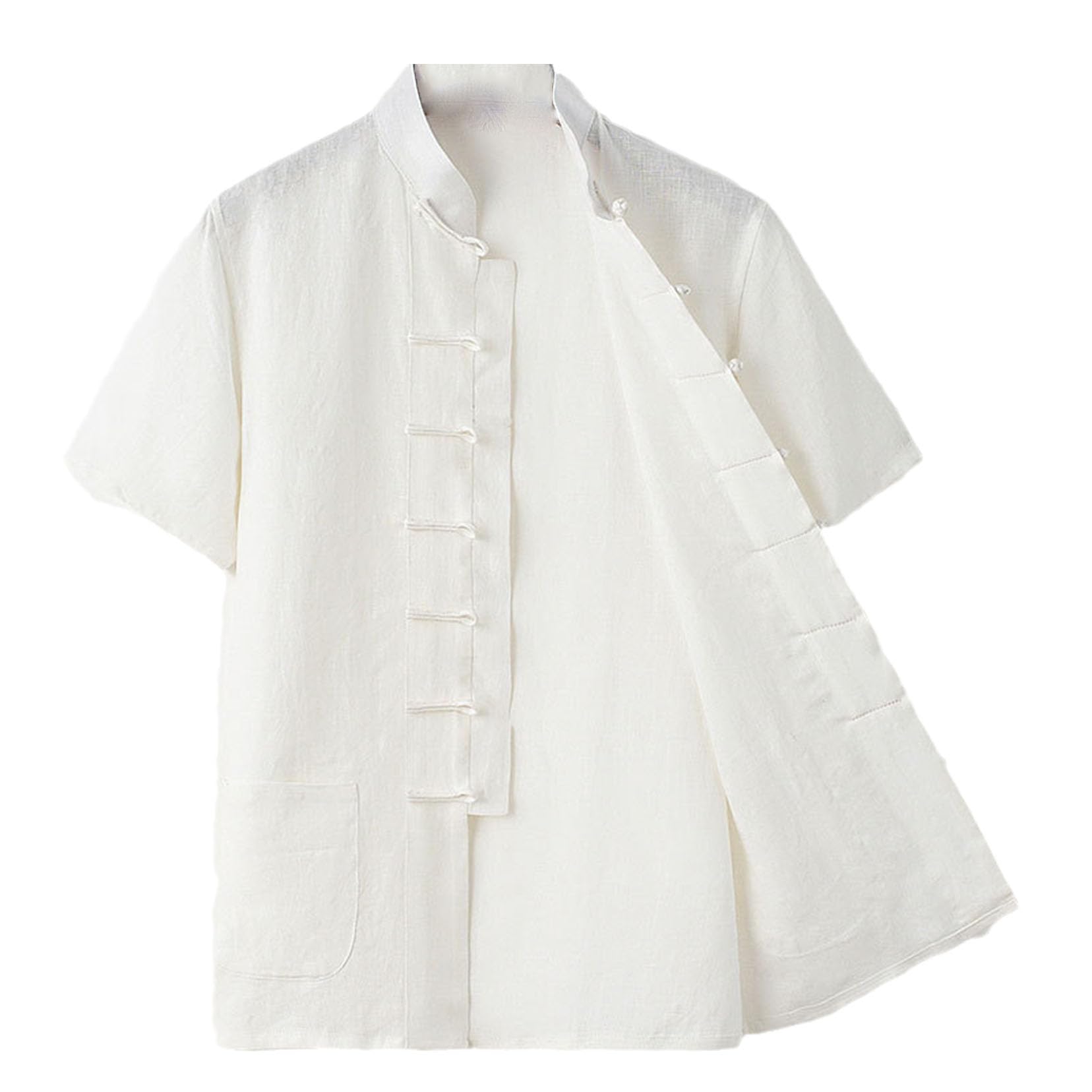 Sukienka Tai Chi Męski chiński mundur Tai Chi z krótkim rękawem, bawełnianą lnią, wielokolorowy, w wielu rozmiarach(Blu,4XL)