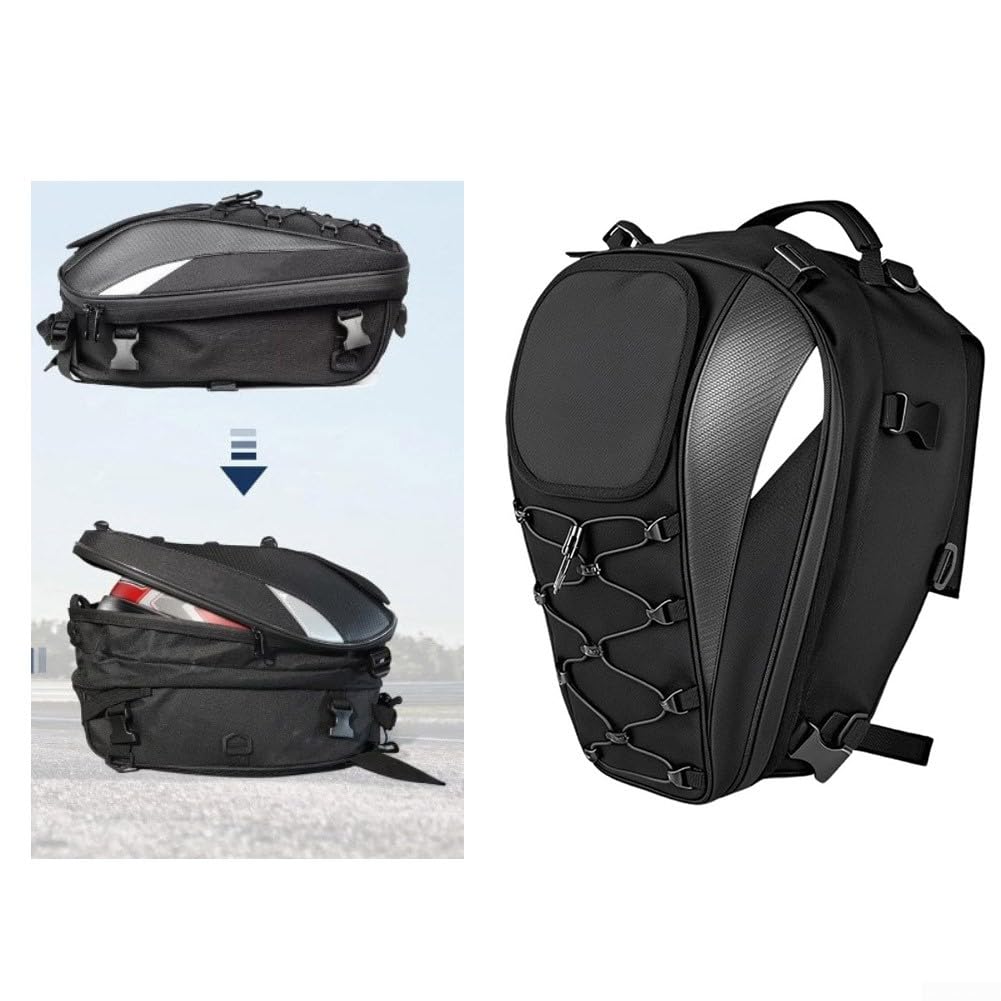 Riflettente Moto Tail Bag Nero Impermeabile | Dimensioni 43,2 x 29 x 20,1 cm, peso leggero 500 g, si adatta alla maggior parte delle biciclette, spostamenti quotidiani