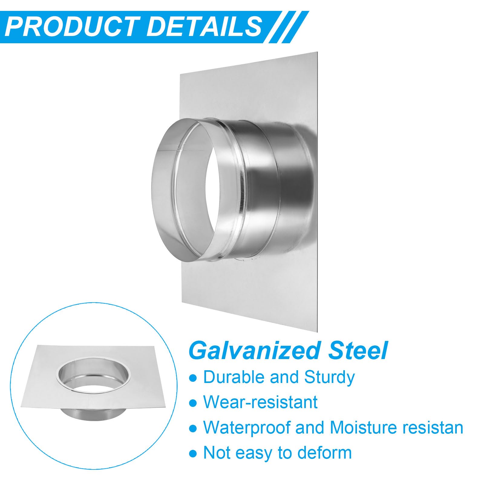 TopHomer Duct Connector Flange – 295mm (11.61") Galvanized Sheet Metal Round Ventilation Pipe Adapter With Screw Holes For Air Systems