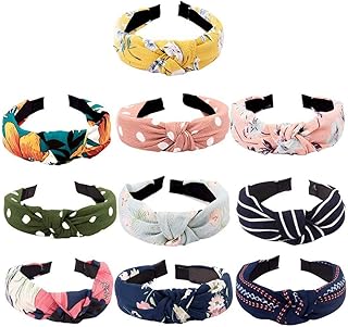 10 Pieces Knot Headbands Knotted Headband Top Knot Headband Women Knot Headbands for Women Womens Headbands with Knot Headband Headbands Headbands for Women Hair Bands for Women Head Bands Women Bandeau Cheveux Femme Wide Plain Headbands Knot Turban Headband Fashion Elastic Hairband Hair Accessories for Women and Girls