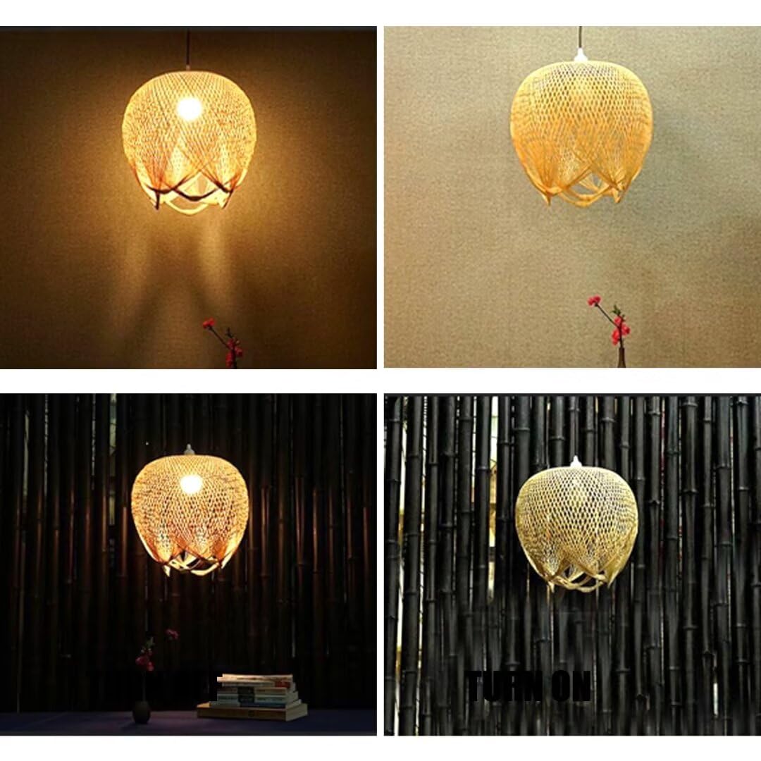 Lámpara colgante de bambú tejida creativa, lámpara de techo con pantalla de bambú, lámpara de techo para comedor, restaurante, dormitorio, cafetería, bar