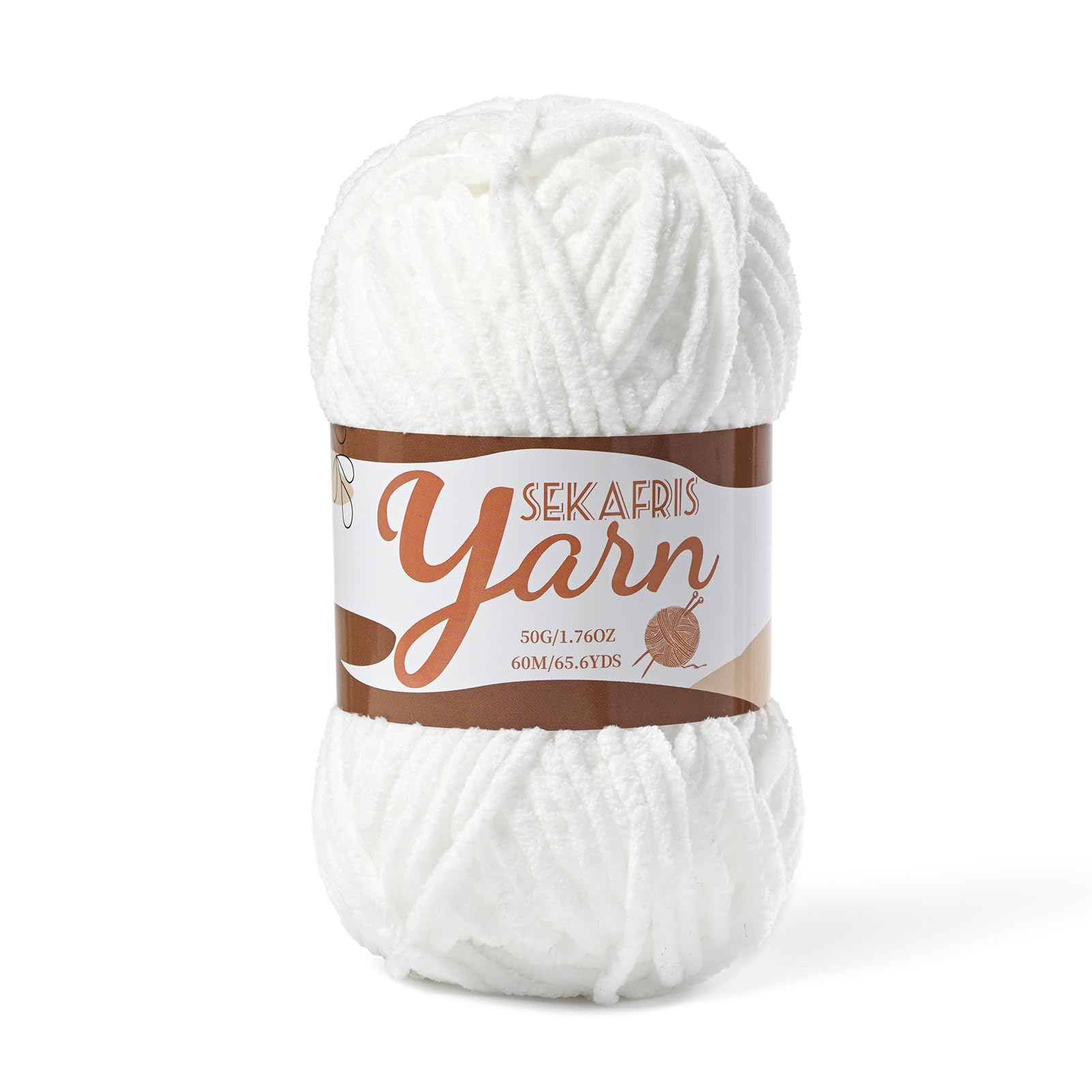 Chenille Yarn for Crocheting Plush Blanket Crochet Yarn Snow White