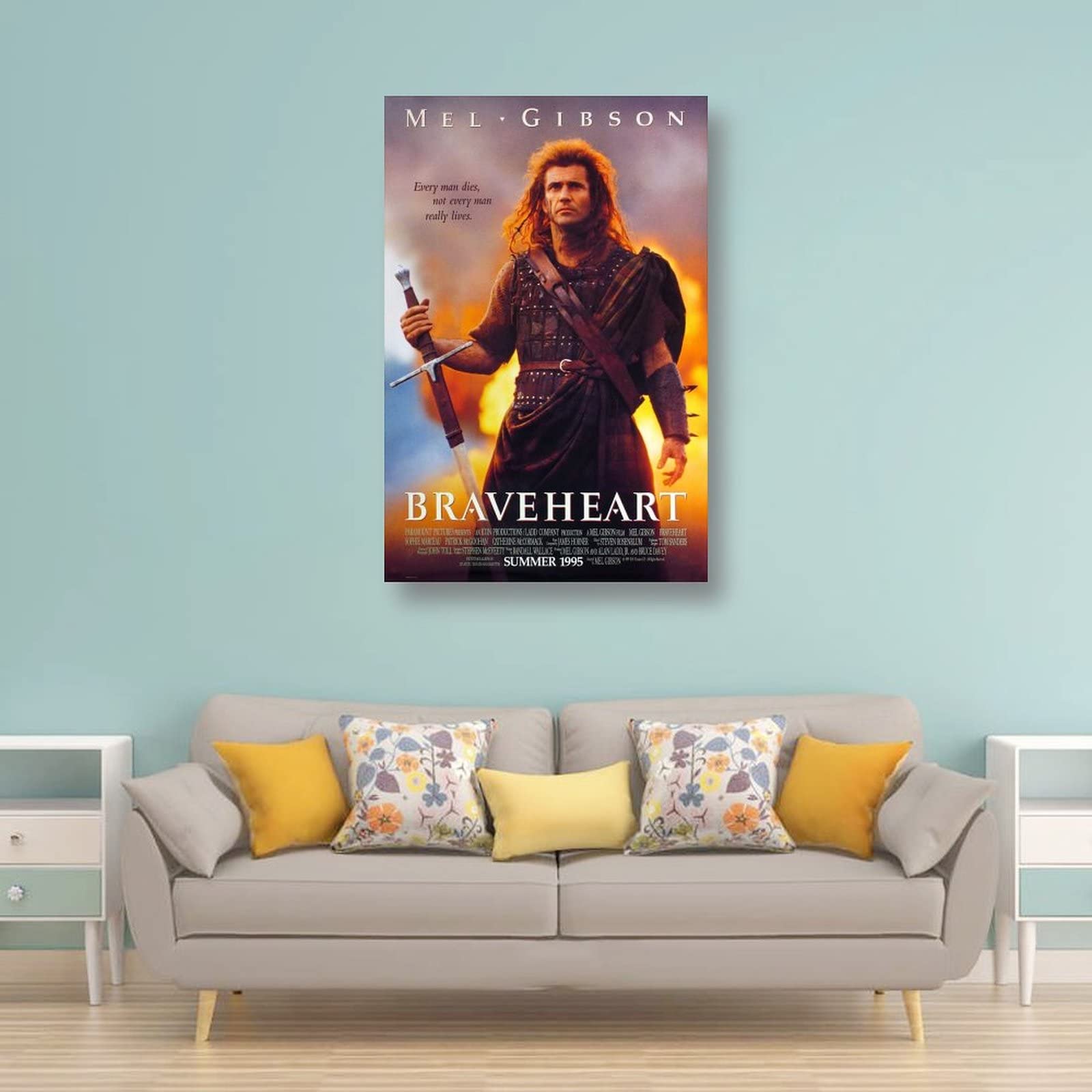 Poster su tela con film storici anni '90 Braveheart - Stampa artistica da parete con foto da appendere, idea regalo, decorazione per la casa, poster artistici, 60 x 90 cm