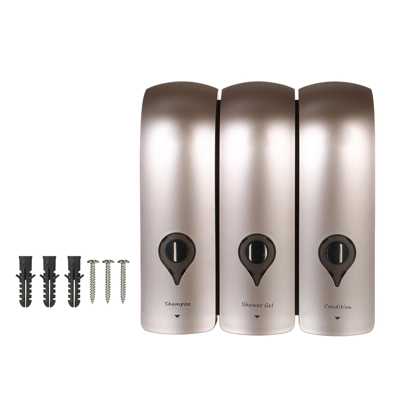 Domary Dispenser di Sapone Manuale a 3 Camere Elegante Scatola per Shampoo Liquido Montata a Parete per Bagni di Hotel Capacità 10,2 Once (Champagne Oro)