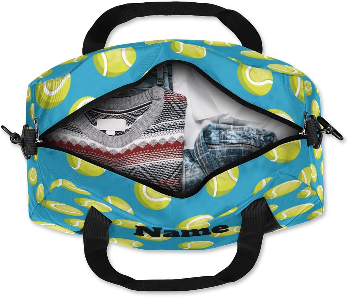 Sports Golf Ball Green Background Custom Name Kids Duffel Bags Personalized Customized Gifts Sports Gym Bag Girls Dance Bag Overnight Weekender Sleepover Carry On Travel Tote Bag for Boys Girls