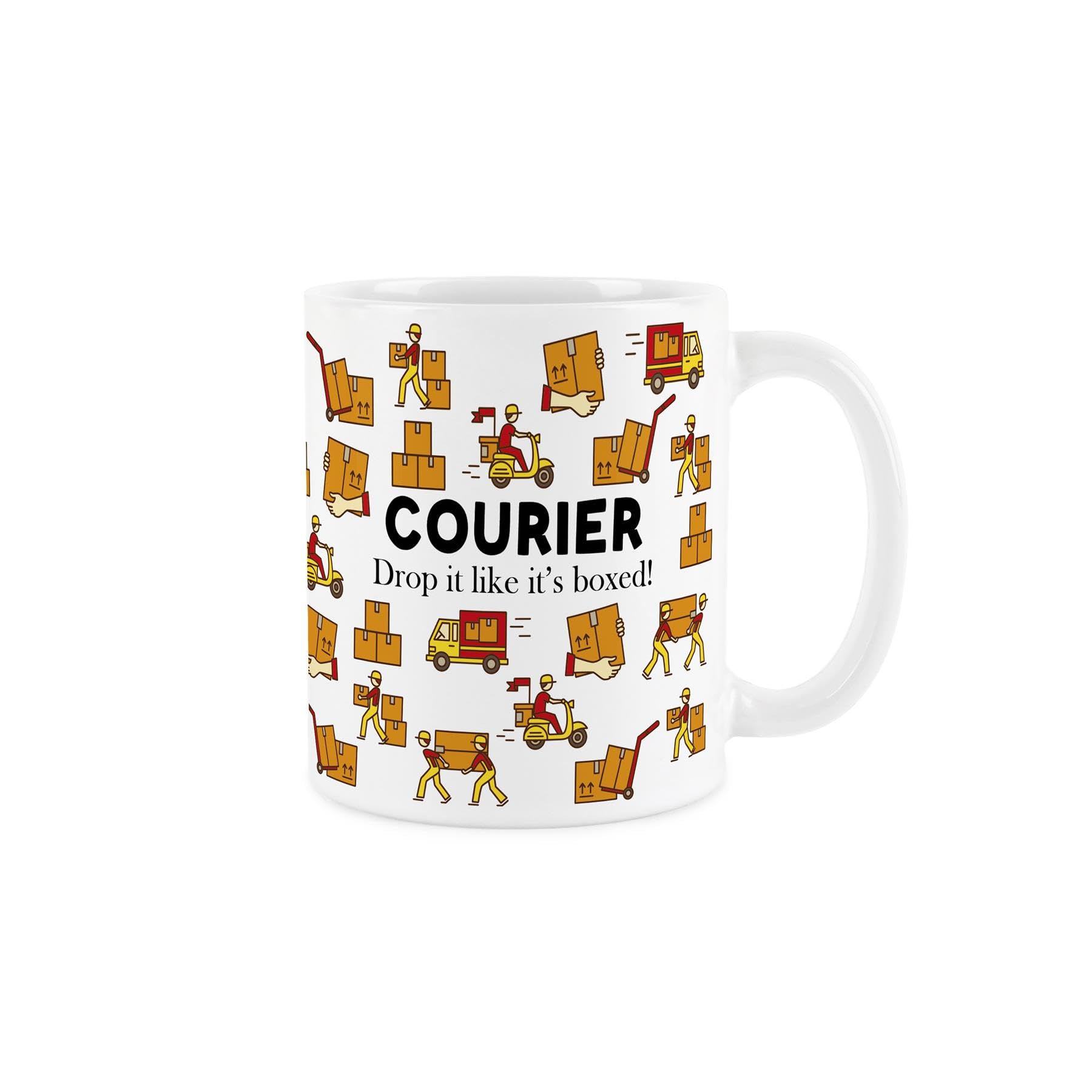 Courier Mug - Funny Parcel Delivery Driver Novelty Gifts - Tea/Coffee Hot Drinks White Ceramic Cup Present
