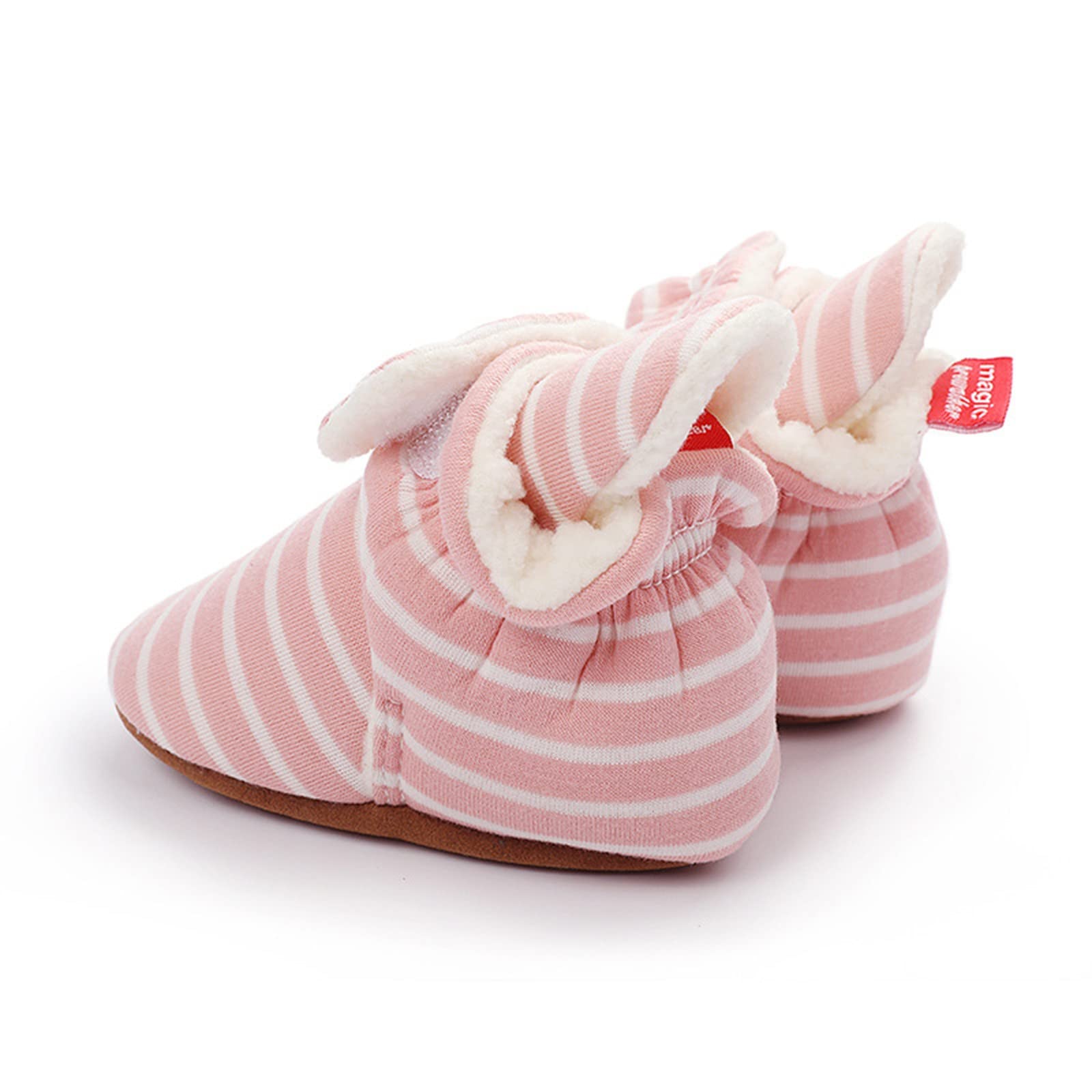 Baby Booties Girls Boys Fleece Lined Slippers Socks Shoe Infant Non Slip First Walking Shoes Winter Warm Boots Shoes (Pink, 3-6 Months)