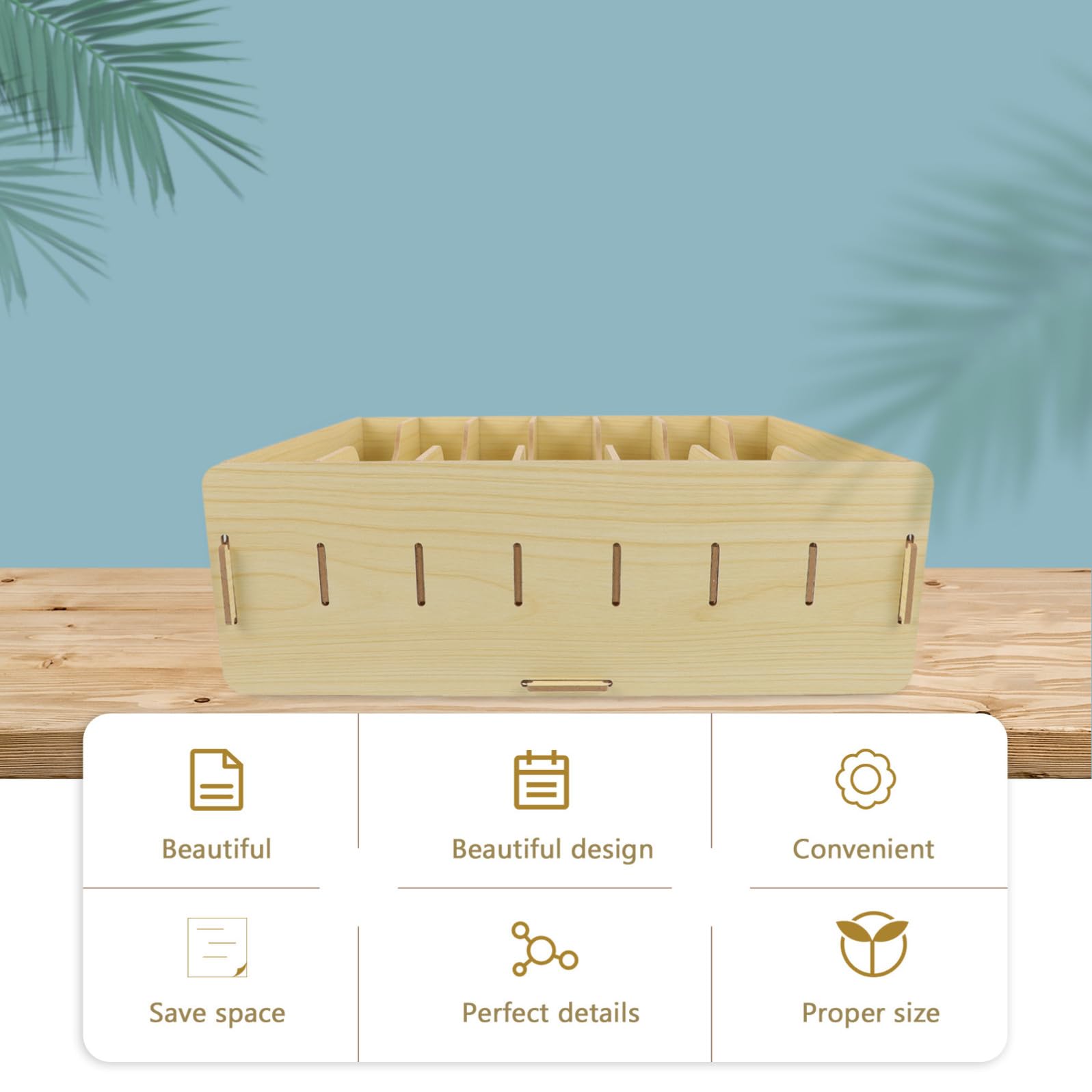 YARNOW Cassettiera da Ufficio in Legno Rettangolare Multifunzionale per Riporre Cancelleria Scomparti senza Coperchio per Casa e Camera