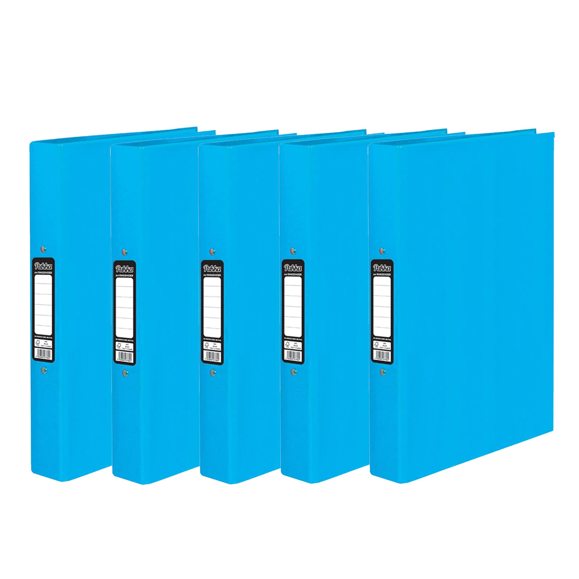 5 x Pukka A4 Glossy 2-Ring Binder File School Work Office 40mm Spine File Organiser (Blue)