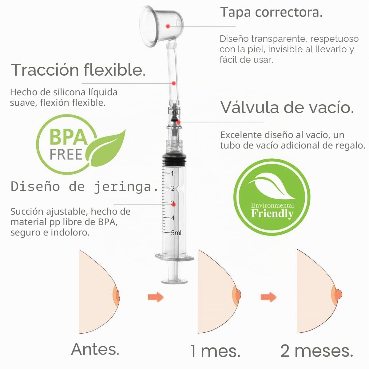 Corrector de Pezón Invertido 2 PC Nipple Aspirador Mujeres Tiradores Extractor para Pezones Planas