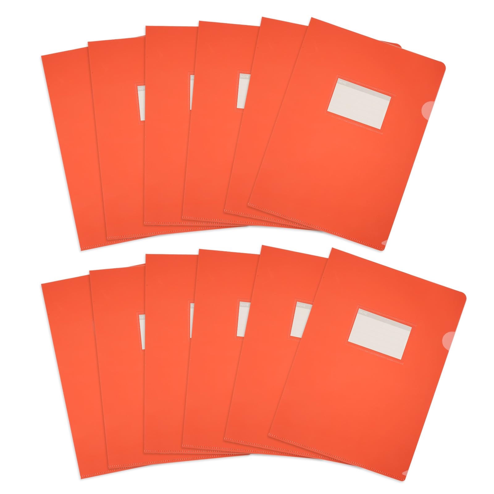 PATIKIL 12 Pack L-Type Plastic Folders, Letter Size Clear Folders for Documents Paper Sleeves Project Folder with Pocket for Home Office, Orange