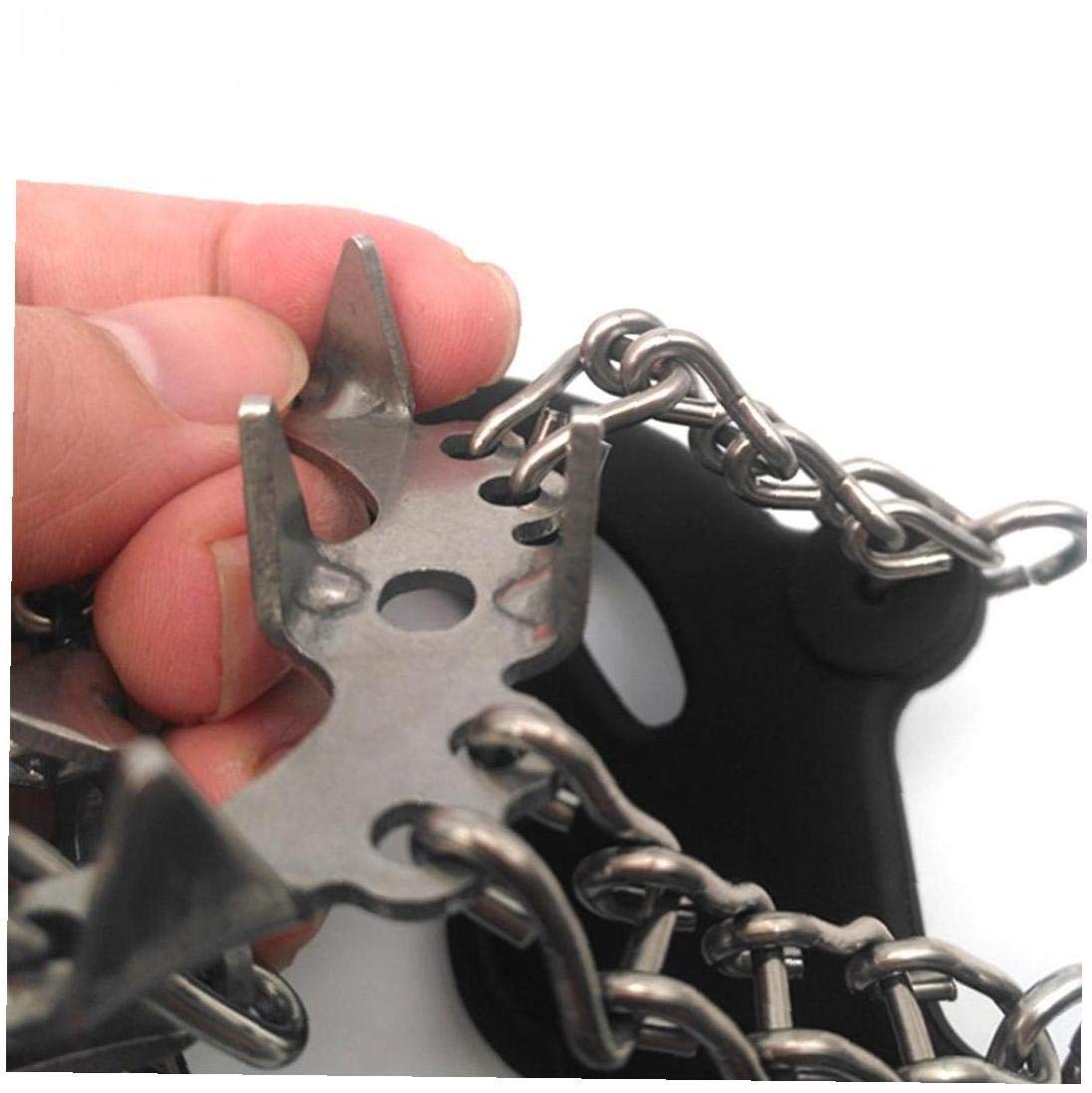 Crampons, poignées de Neige glacée 19 Dents à Pied Traction Crampons à Crampons Pointes en Acier Inoxydable et Silicone Durable pour Bottes et Chaussures Outdoor M