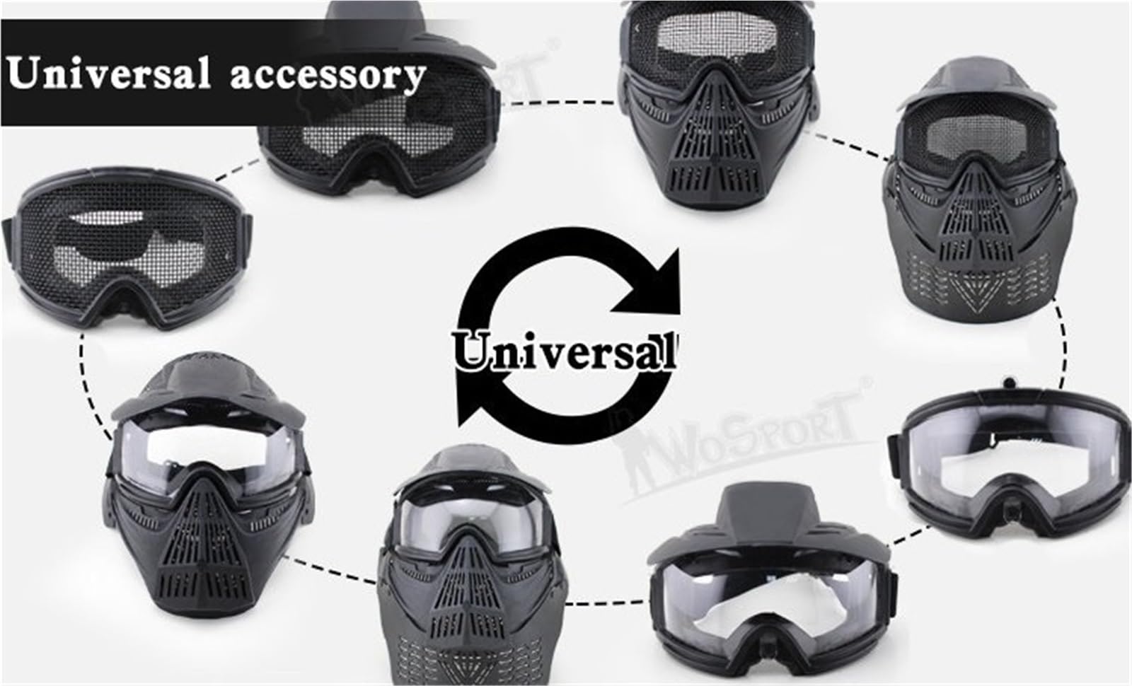 Jungle Leopard Maschera Tattica a Rete in Acciaio Integrale con Protezione Solare for Airsoft CS Shooting CS Games
