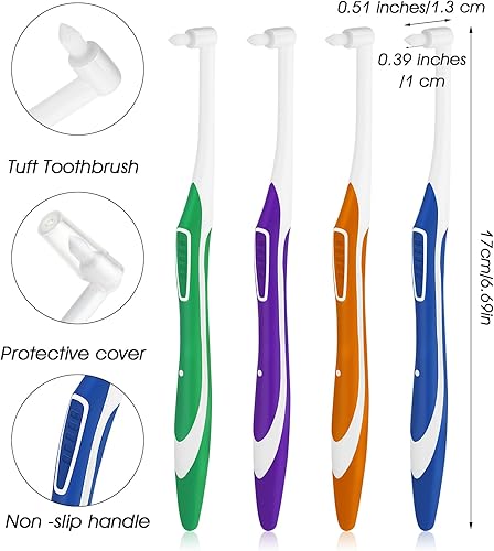 Miniatura 2 de Cepillo de dientes copetudo, 4 unidades, cepillo de dientes interespacial, cepillo de dientes cónico de extremo Tuft, cepillos interdentales de