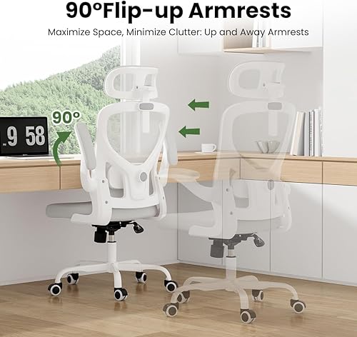 Miniatura 9 de Ergonomic Office Chair, High Back Mesh Home Swivel Desk Chair, with Adjustable Lumbar Support, Headrest and Flip Up Armrests Computer Cairs for