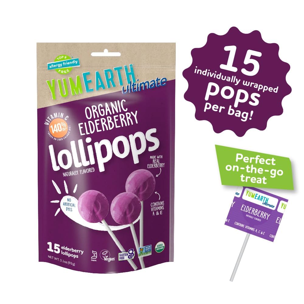 Amazon.com: YumEarth Ultimate Organic Elderberry Pops, 15 Count