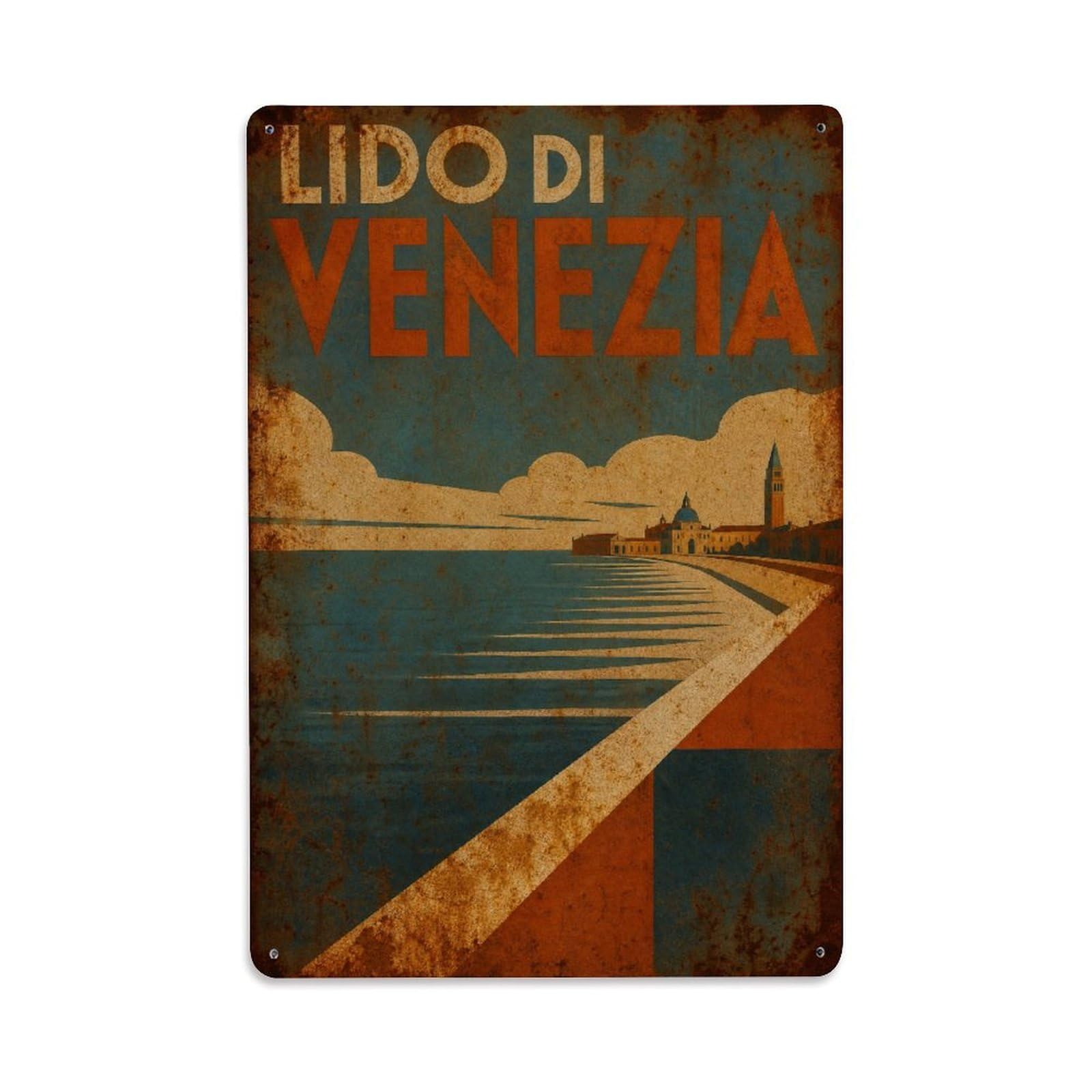 Huiyhb 8X12inch(20X30cm) Vintage Travel Lido Venezia Adriatic Seascape Italy Metal Tin Sign