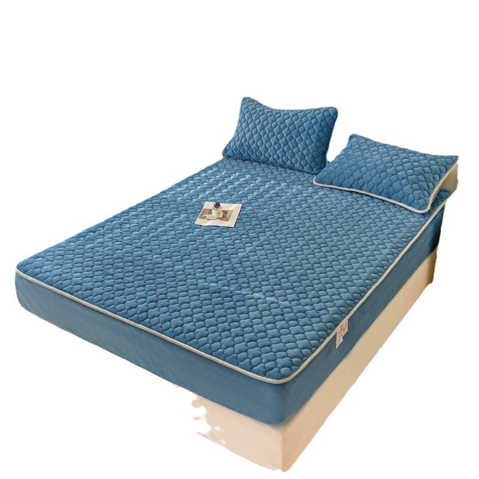 Drap Housse 90x200cm - pour Matelas Épais jusqu'à 30cm - Bleu Foncé - Draps de Lit Velours - Drap Couleur Unie