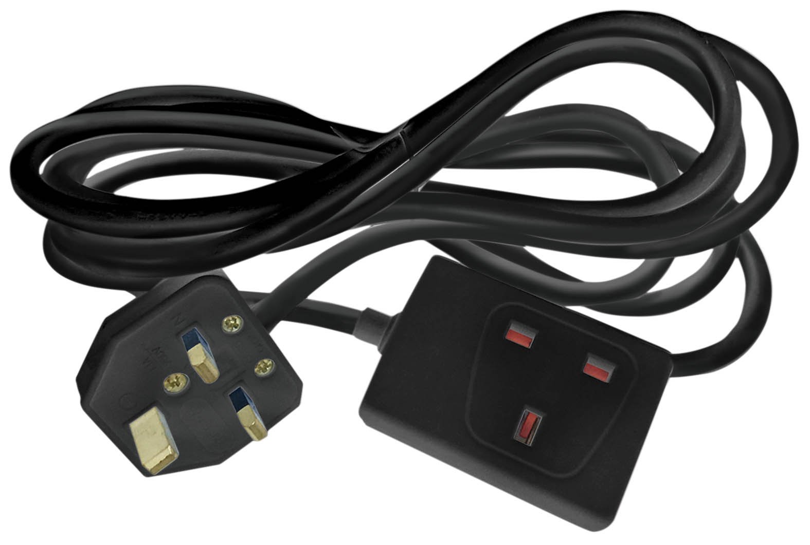 EagleSingle Gang 13 A Extension Lead - Black 2 Metre