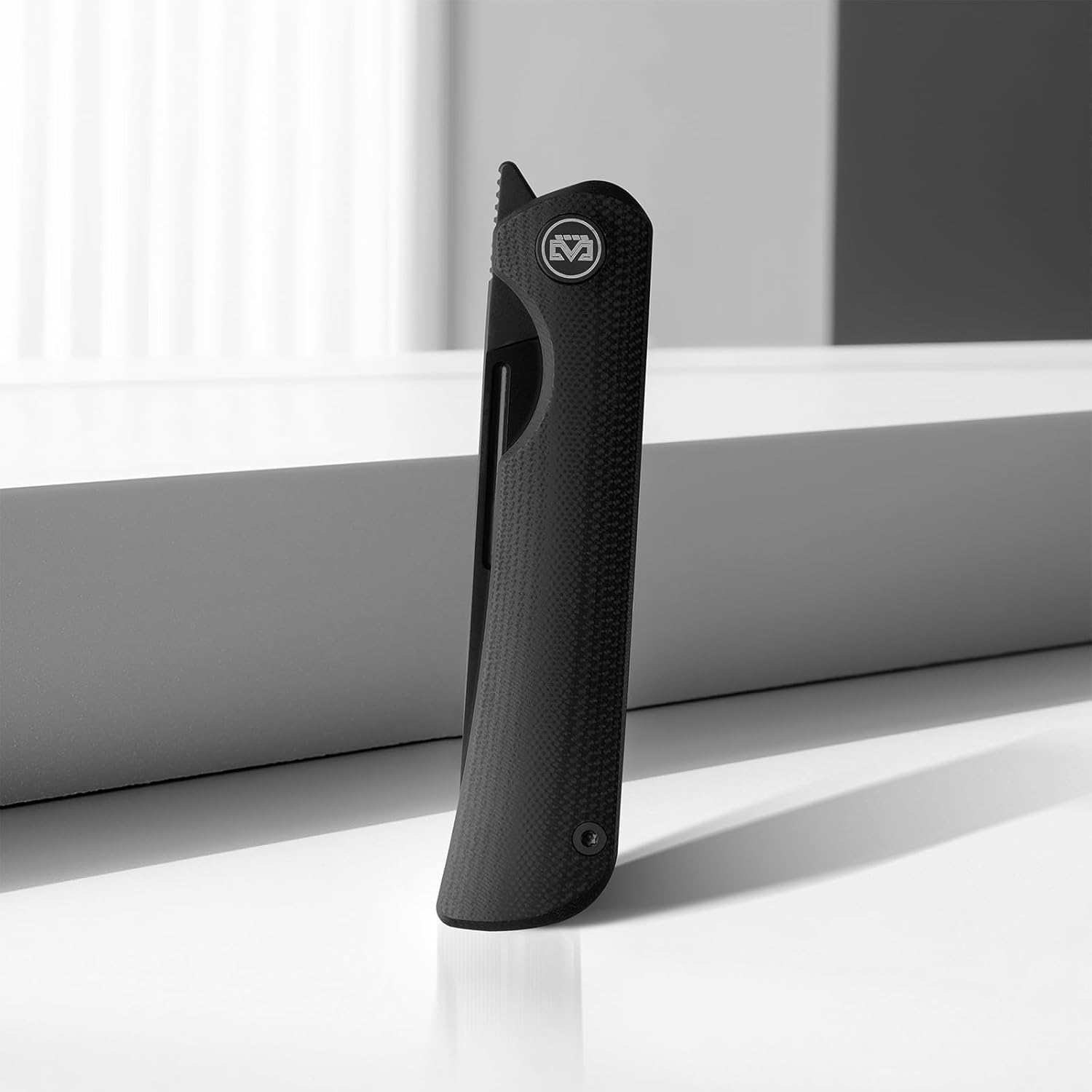 M Miguron Vazot Front Flipper Folding Knife 3.25" Black PVD D2 Blade Black G10 Handle With Deep Steel Carry Clip Hiking Camping Pocket Knife MGR802LBK