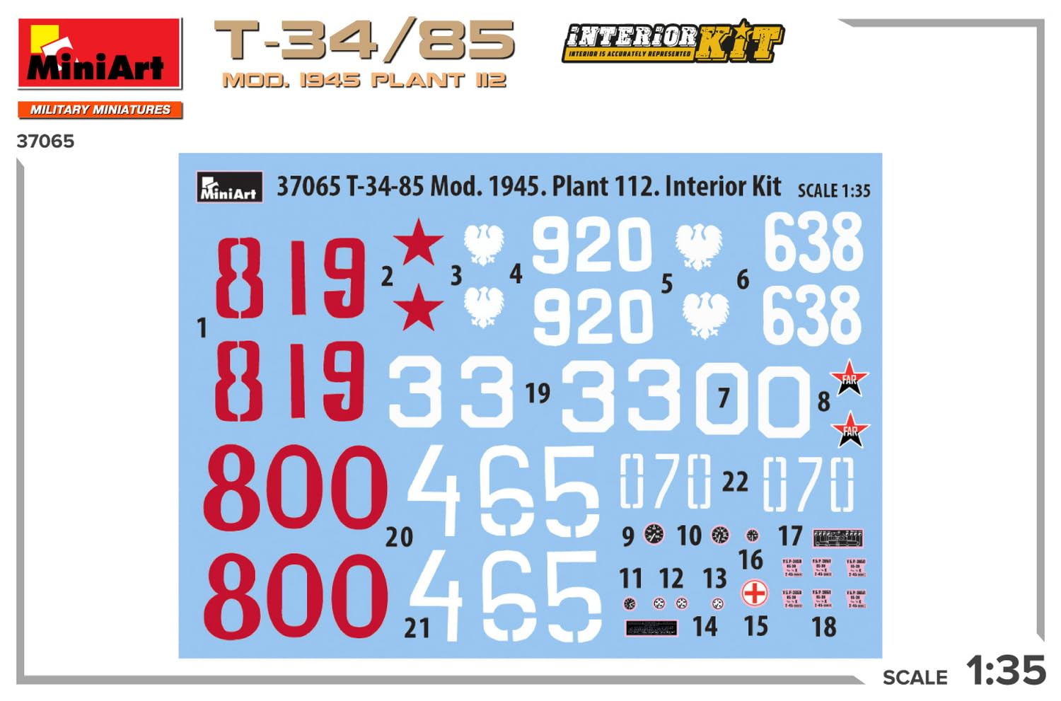 MiniArt 1:35 - T-34-85 Mod. 1945. Kit Interior de Planta 112