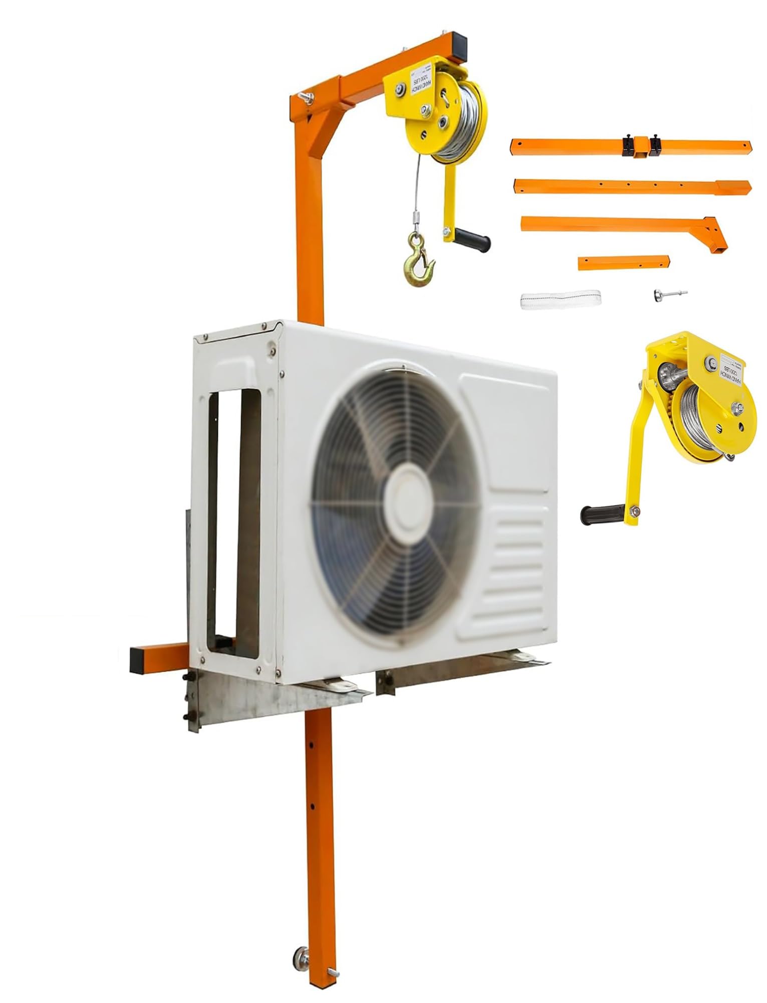 SDdPulse Heavy-Duty Air Conditioner Lifting Crane with Detachable Design and Self-Locking Winch for Safe and Portable Outdoor AC Installation,1000cm