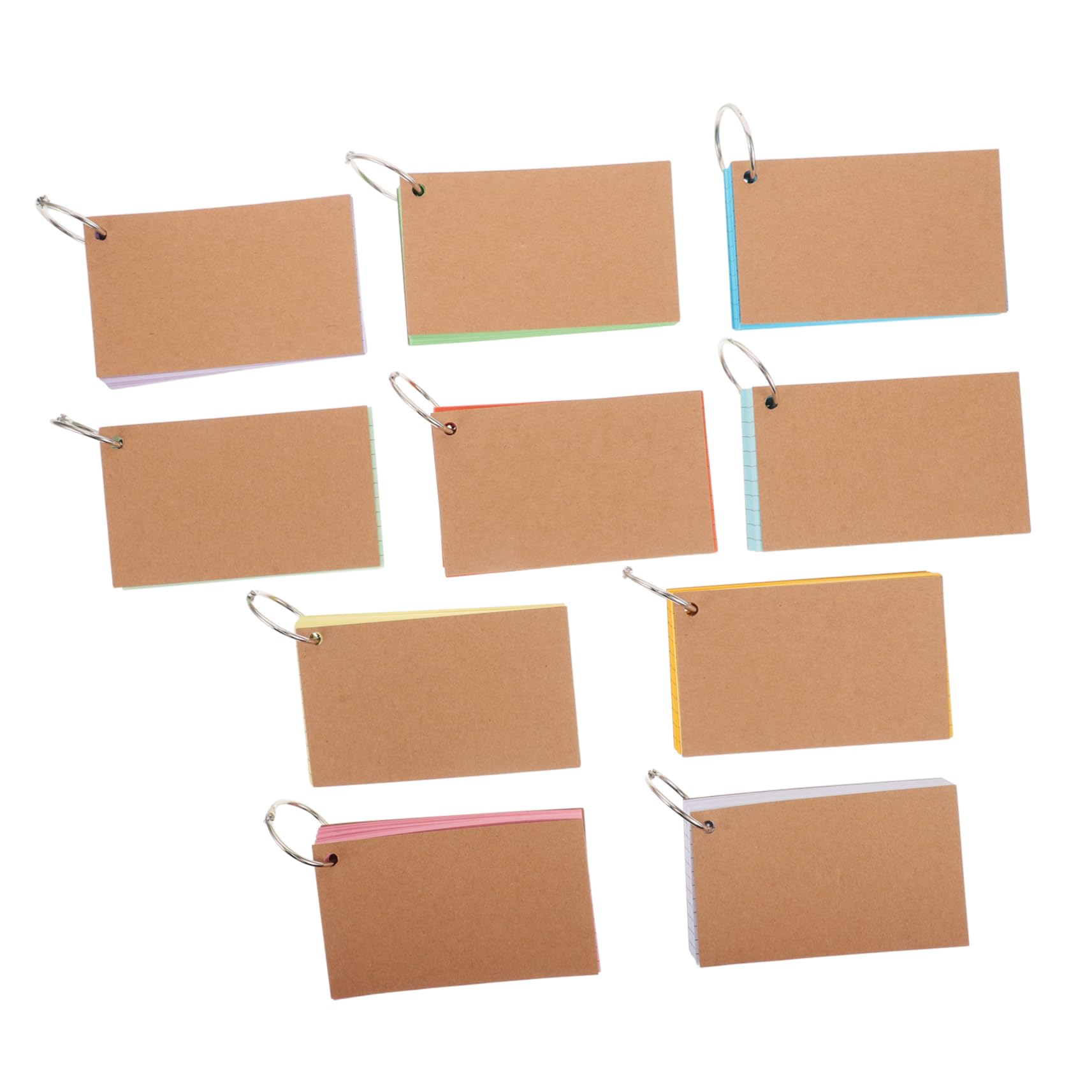 10 Stück Doppelseitige Linierte Vokabelkarten aus Papier mit Ringen | Studium und Arbeit, 100 Blatt Je Block, Edelstahl Ringe, Vielseitig Nutzbar