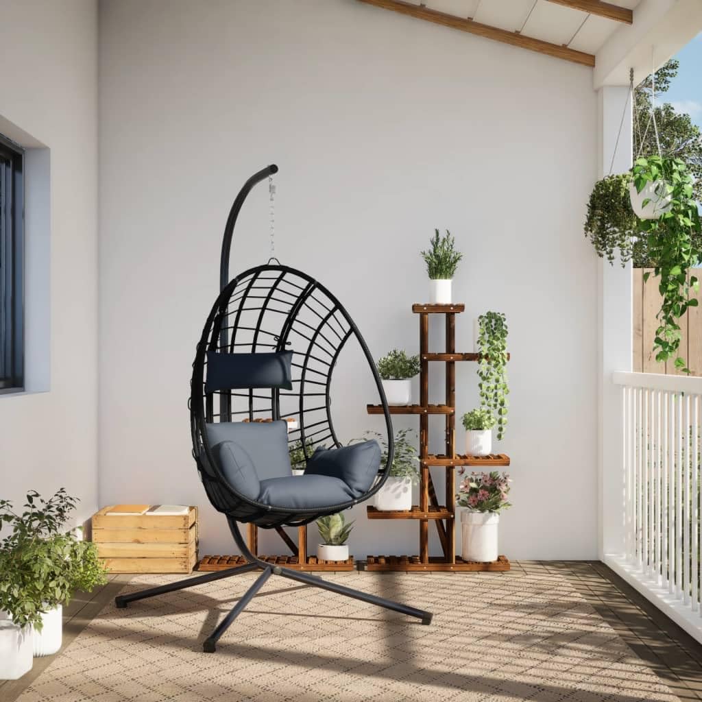 Sedia Uovo Sospesa Girevole Rattan Acciaio