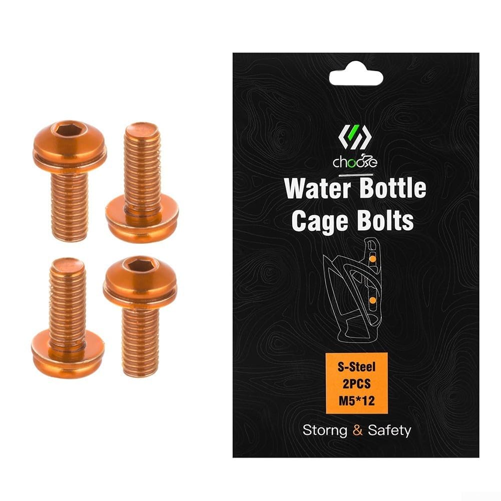 Mountain Road Bike 4Pcs Alloy Steel Bottle Cage Holder Screws,M5*12 Bolt (orange)