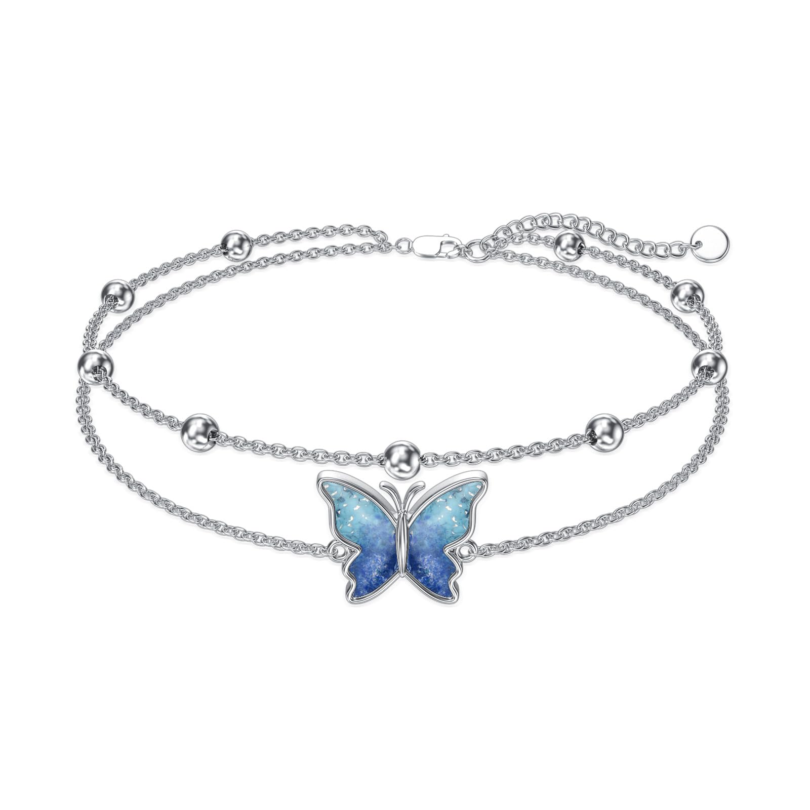 Tobillera de mariposa de plata y turquesa para lucir en tus días de playa 7