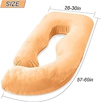 Vista 3 de Almohada de embarazo de 60 pulgadas para dormir, almohada corporal extra grande en forma de U, almohada de maternidad para mujeres embarazadas Marrón