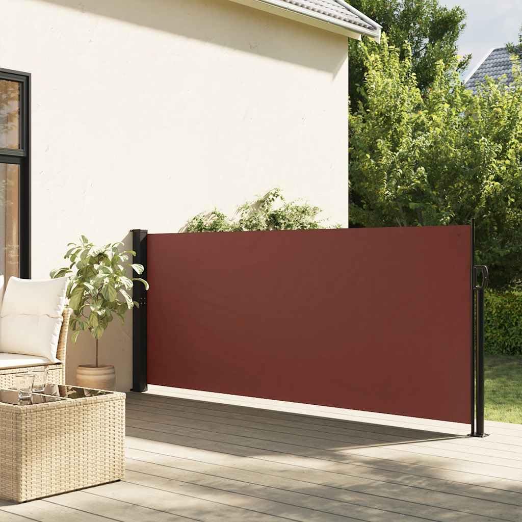 IKAYAA Retractable Side Awning Privacy screen garden Sun Shade Protector Balcony Screen Fence Panels Wind & UV Protection Garden Awning-brown-140 x 300 cm