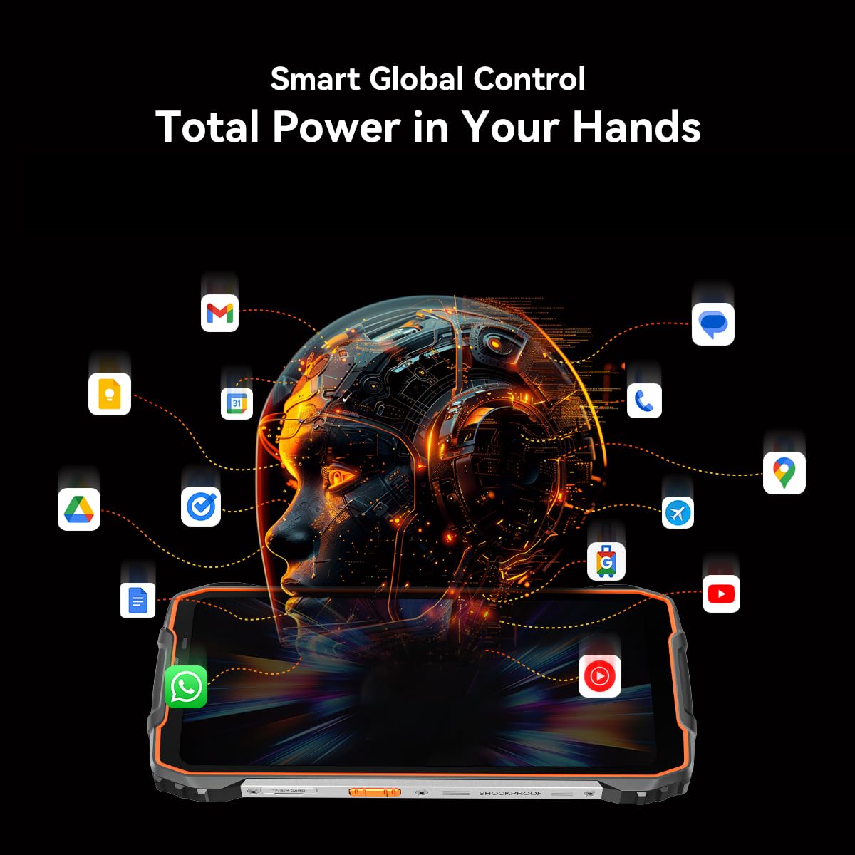 Blackview 5G Téléphone Portable Incassable, 24Go+256Go/2To Telephone AI Android 15, 6.78" FHD+, 50MP AI Caméra, 7500mAh Smartphone Incassable Etanche, 4G&5G,NFC,OTG,GPS,Gemini AI 2.0, Orange
